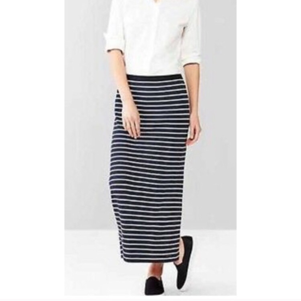 GAP Skirt Striped Maxi Side Slits Black and White